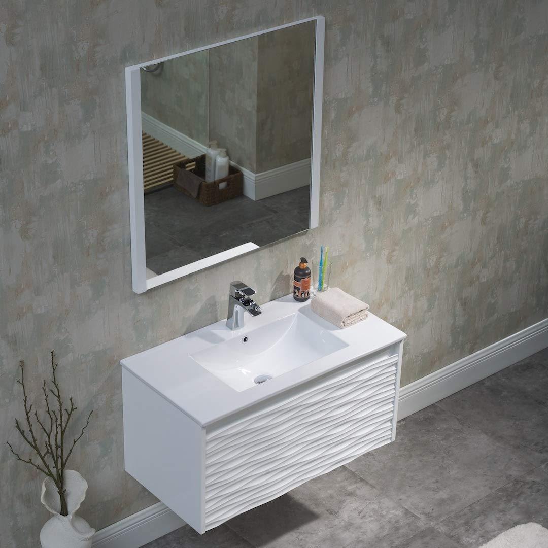 Blossom Paris 36 Inch Vanity Base in White. Available with Ceramic Sink / Ceramic Sink + Mirror - The Bath Vanities