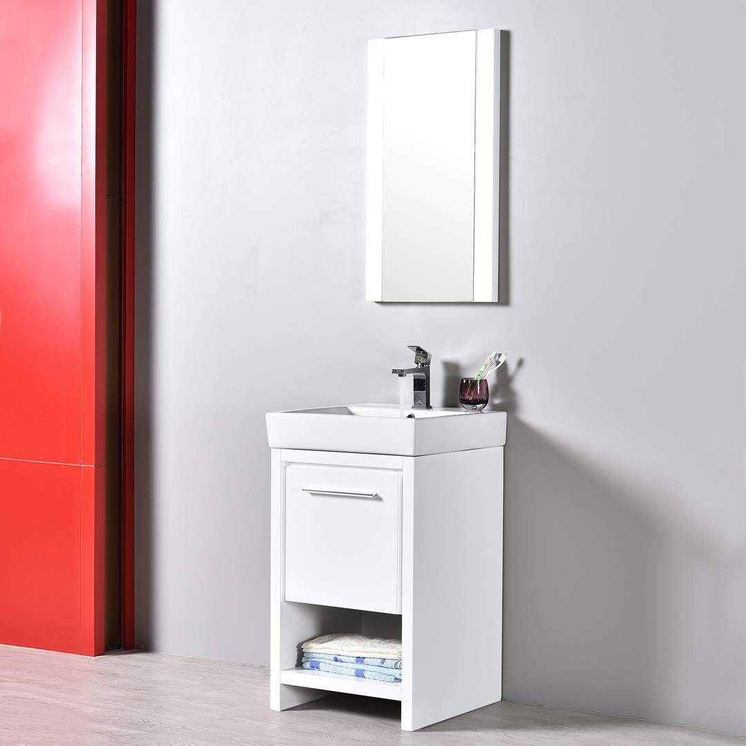 Blossom Milan 20 Inch Vanity Base in White / Silver Grey. Available with Ceramic Sink / Ceramic Sink + Mirror / Ceramic Sink + Mirrored Medicine Cabinet - The Bath Vanities