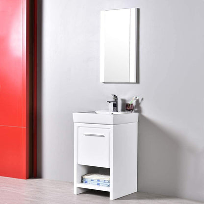 Blossom Milan 20 Inch Vanity Base in White / Silver Grey. Available with Ceramic Sink / Ceramic Sink + Mirror / Ceramic Sink + Mirrored Medicine Cabinet - The Bath Vanities