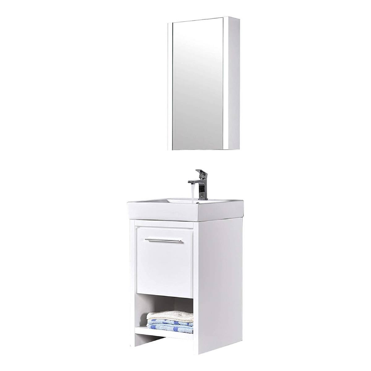 Blossom Milan 20 Inch Vanity Base in White / Silver Grey. Available with Ceramic Sink / Ceramic Sink + Mirror / Ceramic Sink + Mirrored Medicine Cabinet - The Bath Vanities