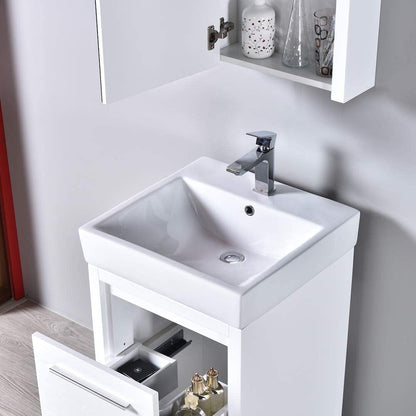 Blossom Milan 20 Inch Vanity Base in White / Silver Grey. Available with Ceramic Sink / Ceramic Sink + Mirror / Ceramic Sink + Mirrored Medicine Cabinet - The Bath Vanities