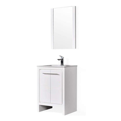 Blossom Milan 24 Inch Vanity Base in White / Silver Grey. Available with Ceramic Sink / Ceramic Sink + Mirror / Ceramic Sink + Mirrored Medicine Cabinet - The Bath Vanities