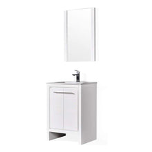 Load image into Gallery viewer, Blossom Milan 24 Inch Vanity Base in White / Silver Grey. Available with Ceramic Sink / Ceramic Sink + Mirror / Ceramic Sink + Mirrored Medicine Cabinet - The Bath Vanities