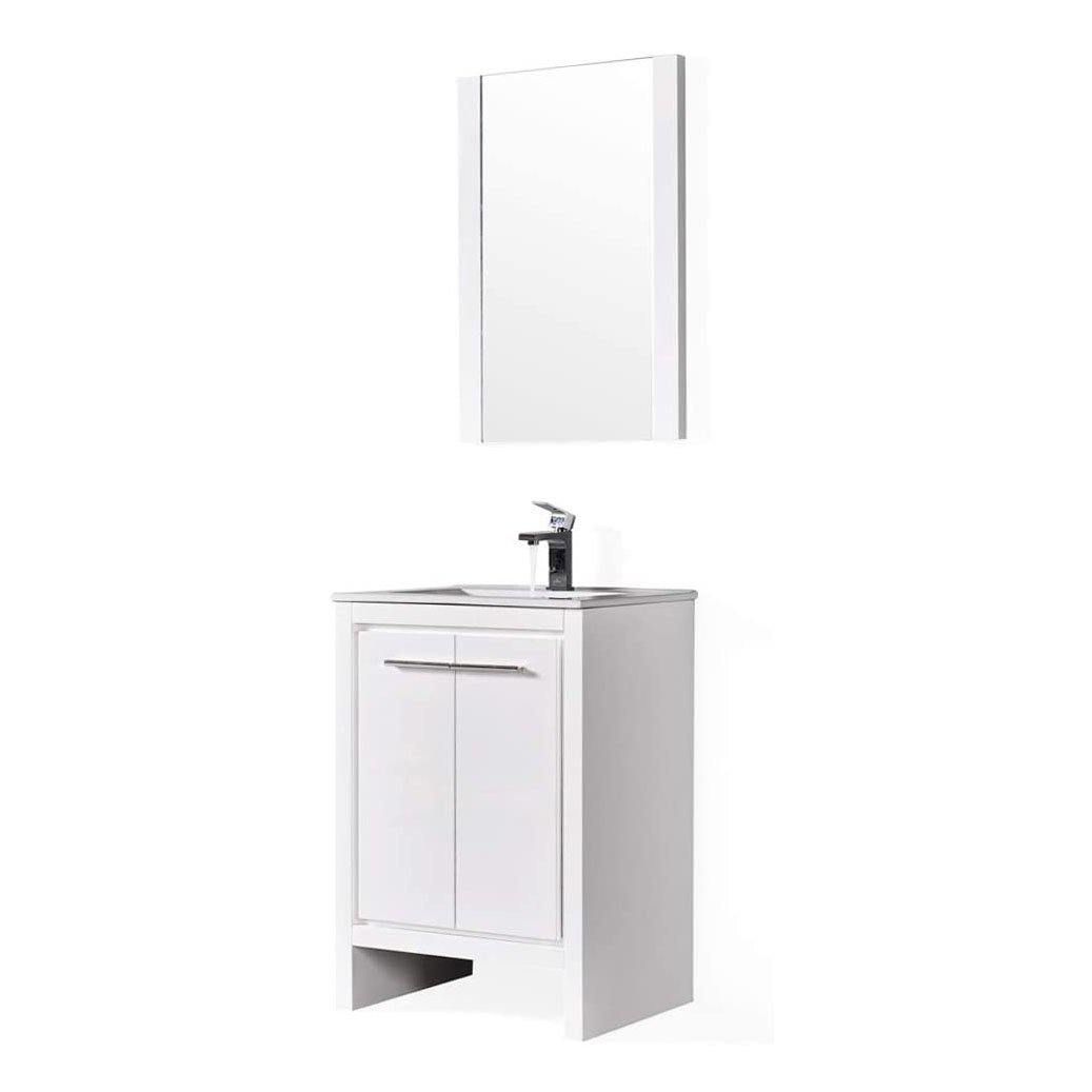 Blossom Milan 30 Inch Vanity Base in White / Silver Grey. Available with Ceramic Sink / Ceramic Sink + Mirror / Ceramic Sink + Mirrored Medicine Cabinet - The Bath Vanities