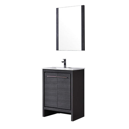 Blossom Milan 30 Inch Vanity Base in White / Silver Grey. Available with Ceramic Sink / Ceramic Sink + Mirror / Ceramic Sink + Mirrored Medicine Cabinet - The Bath Vanities