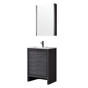 Blossom Milan 24 Inch Vanity Base in White / Silver Grey. Available with Ceramic Sink / Ceramic Sink + Mirror / Ceramic Sink + Mirrored Medicine Cabinet - The Bath Vanities