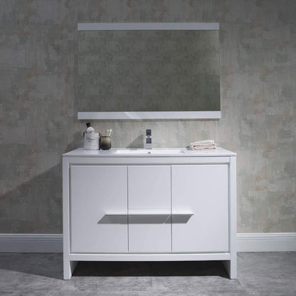 Milan 48" Single Vanity Set in Silver Grey with Ceramic Sink, Mirror, Medicine Cabinet- The Bath Vanities