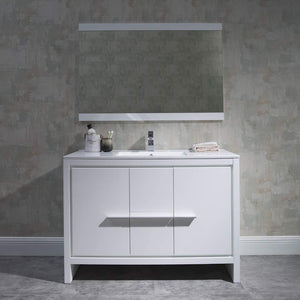 Milan 48" Single Vanity Set in Silver Grey with Ceramic Sink, Mirror, Medicine Cabinet- The Bath Vanities