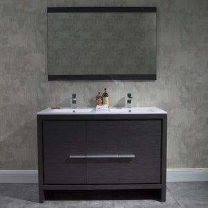 Blossom Milan 48 Inch Vanity Base in White / Silver Grey. Available with Ceramic Single Sink / Ceramic Double Sinks / Ceramic Single Sink + Mirror / Double Sinks + Mirror / Ceramic Double Sinks + Mirrored Medicine Cabinets - The Bath Vanities