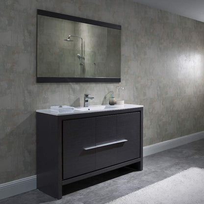 Blossom Milan 48 Inch Vanity Base in White / Silver Grey. Available with Ceramic Single Sink / Ceramic Double Sinks / Ceramic Single Sink + Mirror / Double Sinks + Mirror / Ceramic Double Sinks + Mirrored Medicine Cabinets - The Bath Vanities