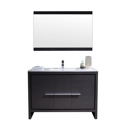 Blossom Milan 48 Inch Vanity Base in White / Silver Grey. Available with Ceramic Single Sink / Ceramic Double Sinks / Ceramic Single Sink + Mirror / Double Sinks + Mirror / Ceramic Double Sinks + Mirrored Medicine Cabinets - The Bath Vanities