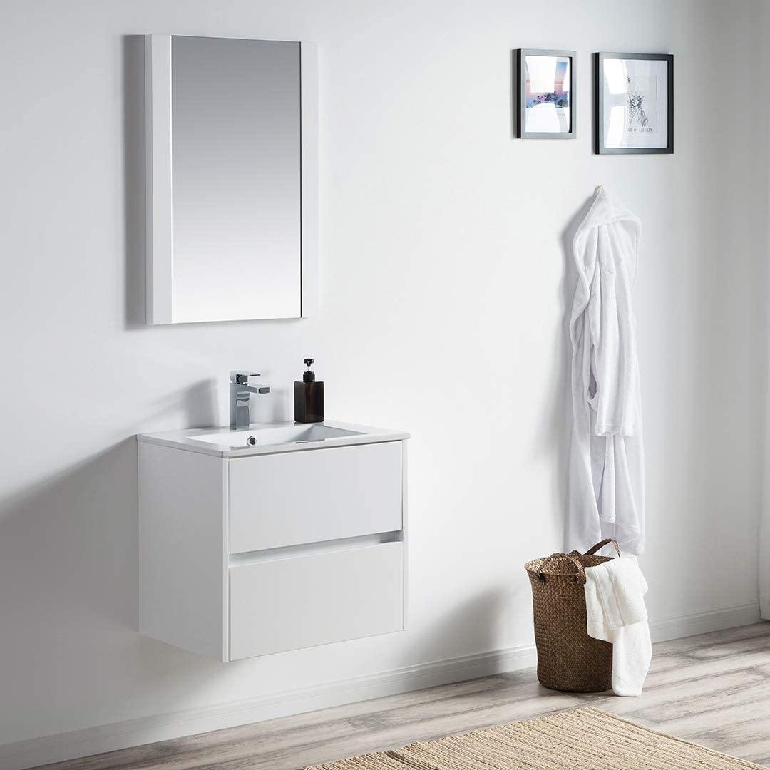 Blossom Valencia 36 Inch Single Vanity Base in White or Silver Grey. Available with Ceramic Sink, Mirror, Mirrored Medicine Cabinet - The Bath Vanities