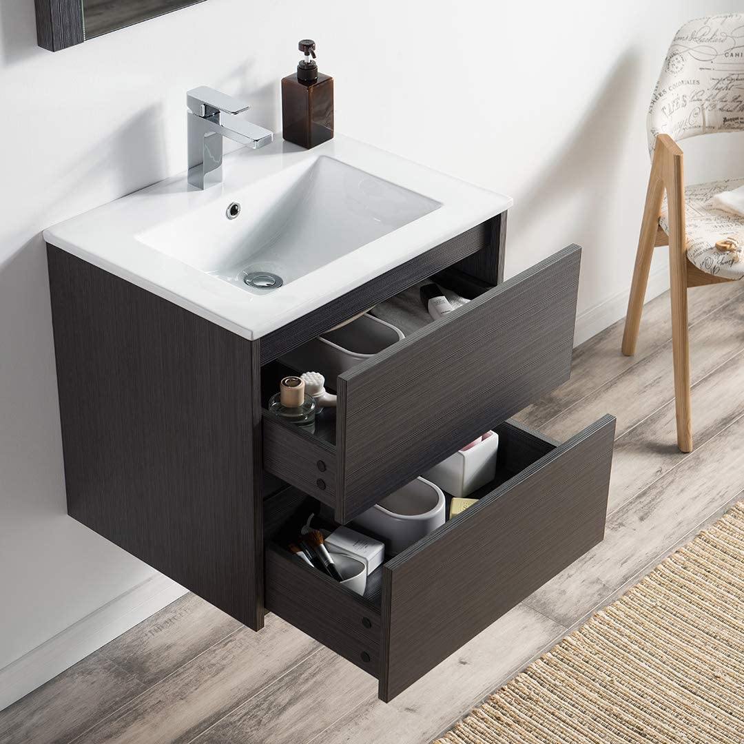 Blossom Valencia 36 Inch Single Vanity Base in White or Silver Grey. Available with Ceramic Sink, Mirror, Mirrored Medicine Cabinet - The Bath Vanities