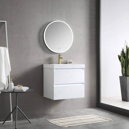 Blossom Jena 24 Inch Vanity Base in Calacatta White / Light Grey. Available with Ceramic Sink / Acrylic Sink - The Bath Vanities