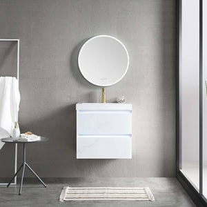 Blossom Jena 24 Inch Vanity Base in Calacatta White / Light Grey. Available with Ceramic Sink / Acrylic Sink - The Bath Vanities