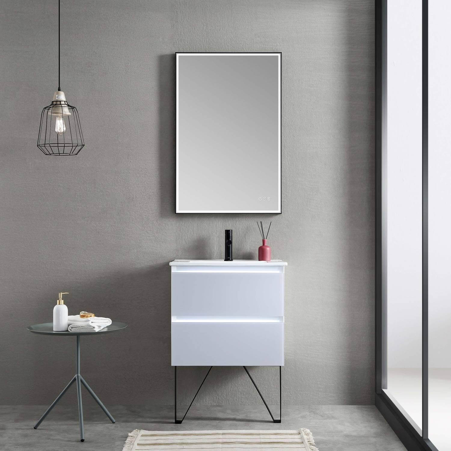 Blossom Jena 24 Inch Vanity Base in Calacatta White / Light Grey. Available with Ceramic Sink / Acrylic Sink - The Bath Vanities