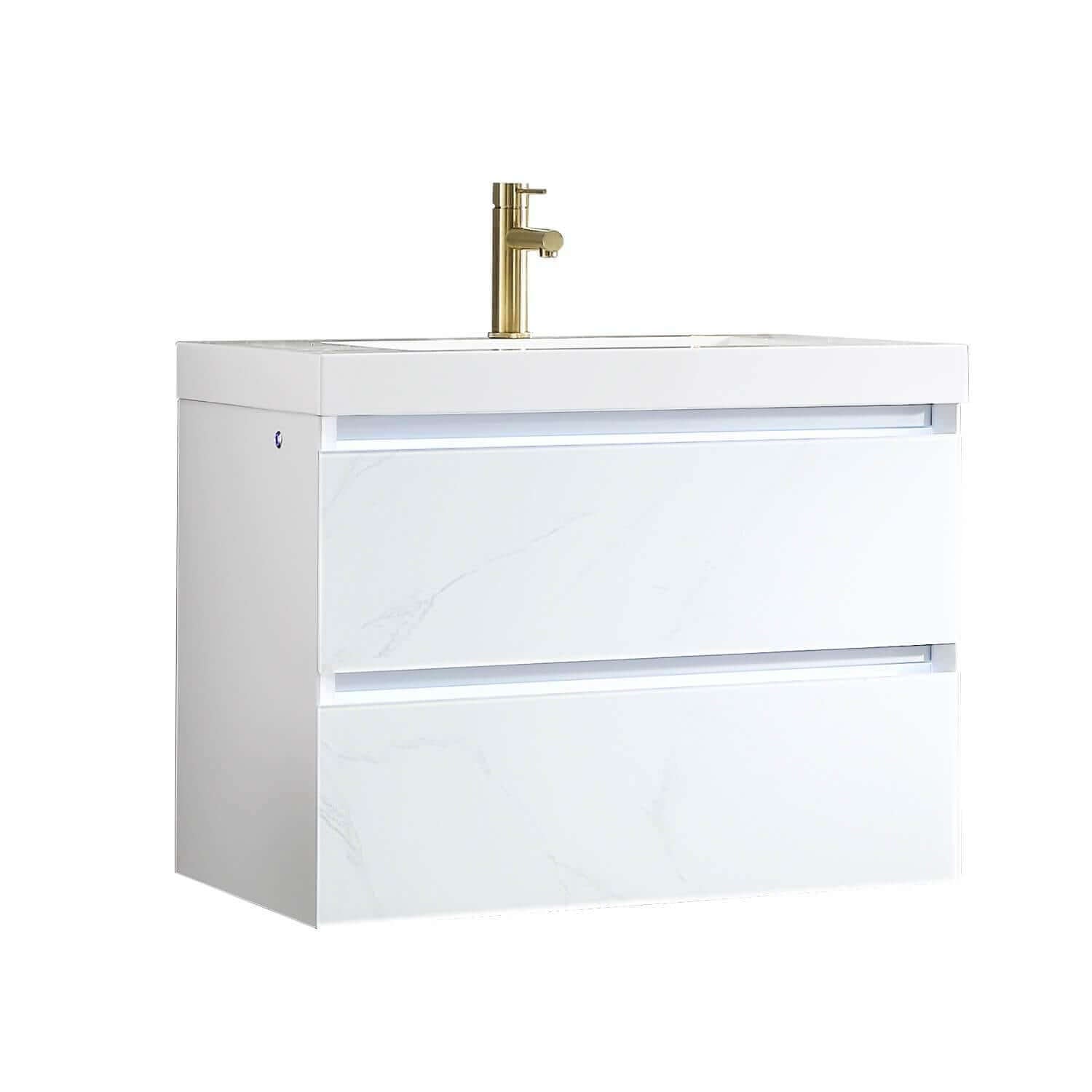 Blossom Jena 30 Inch Vanity Base in Calacatta White / Light Grey. Available with Ceramic Sink / Acrylic Sink - The Bath Vanities