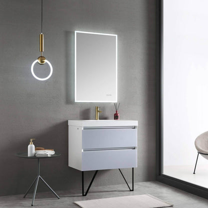 Blossom Jena 30 Inch Vanity Base in Calacatta White / Light Grey. Available with Ceramic Sink / Acrylic Sink - The Bath Vanities