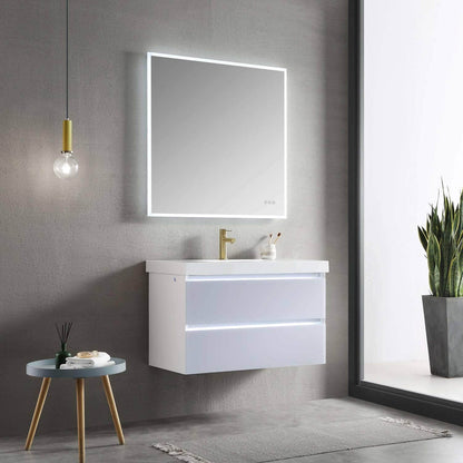 Blossom Jena 36 Inch Vanity Base in Calacatta White / Light Grey. Available with Ceramic Sink / Acrylic Sink - The Bath Vanities