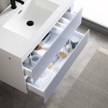 Load image into Gallery viewer, Blossom Jena 36 Inch Vanity Base in Calacatta White / Light Grey. Available with Ceramic Sink / Acrylic Sink - The Bath Vanities