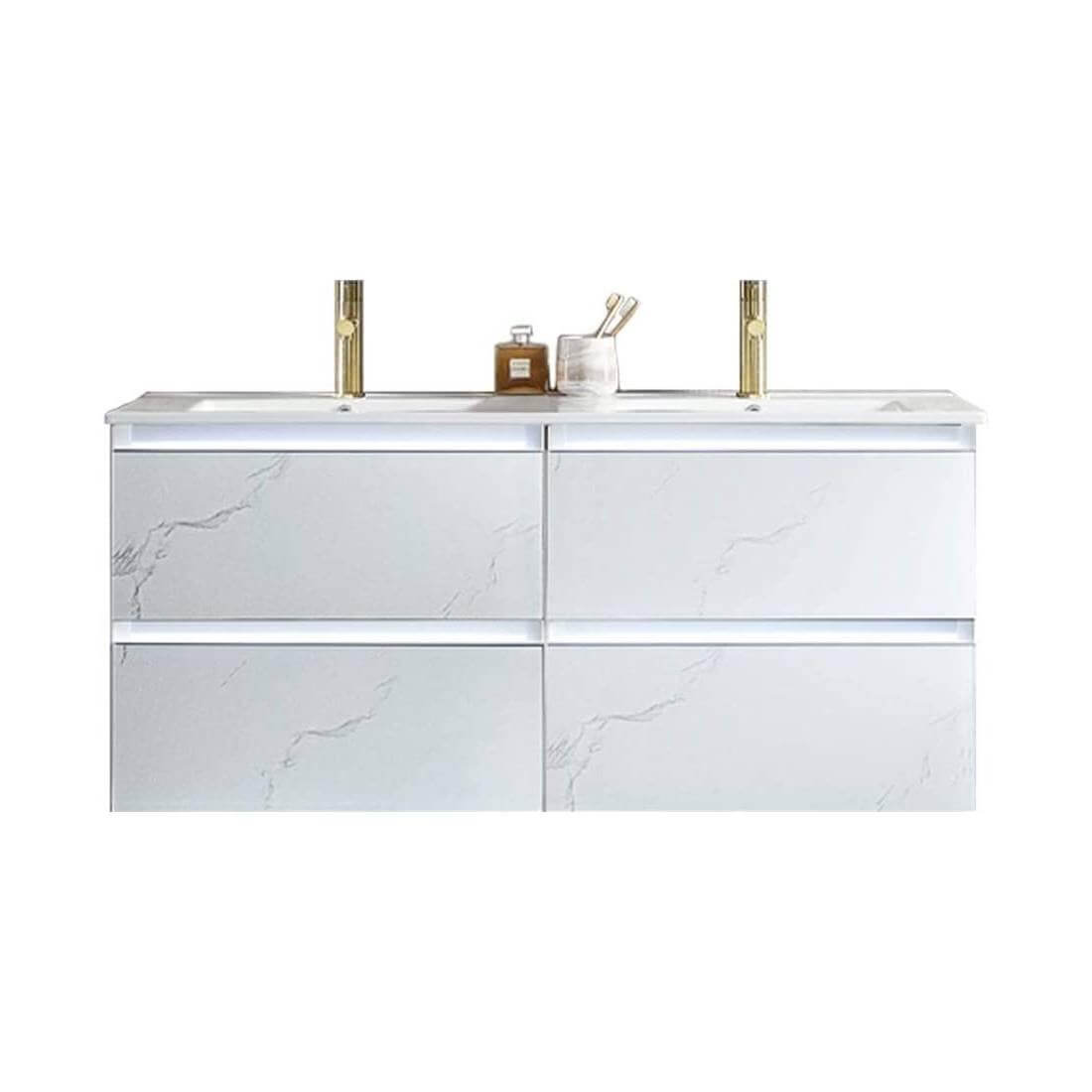 Blossom Jena 48 Inch Vanity Base in Calacatta White / Light Grey. Available with Ceramic Double Sinks / Acrylic Double Sinks - The Bath Vanities