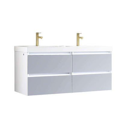 Blossom Jena 48 Inch Vanity Base in Calacatta White / Light Grey. Available with Ceramic Double Sinks / Acrylic Double Sinks - The Bath Vanities