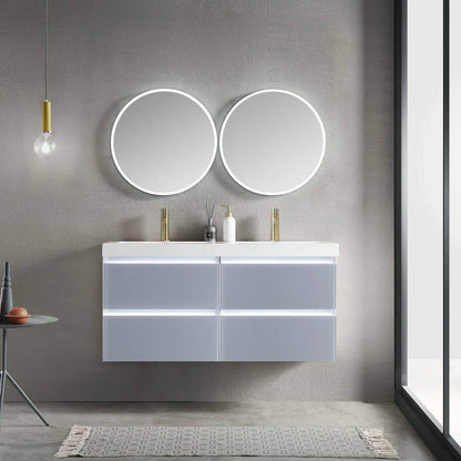 Blossom Jena 48 Inch Vanity Base in Calacatta White / Light Grey. Available with Ceramic Double Sinks / Acrylic Double Sinks - The Bath Vanities