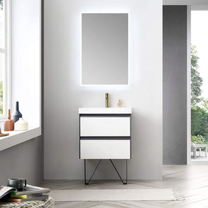 Blossom Berlin 24 Inch Vanity Base in White. Available with Acrylic Sink - The Bath Vanities