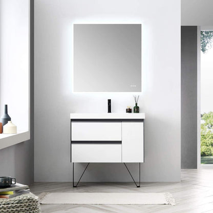 Blossom Berlin 36 Inch Vanity Base in White. Available with Acrylic Sink - The Bath Vanities