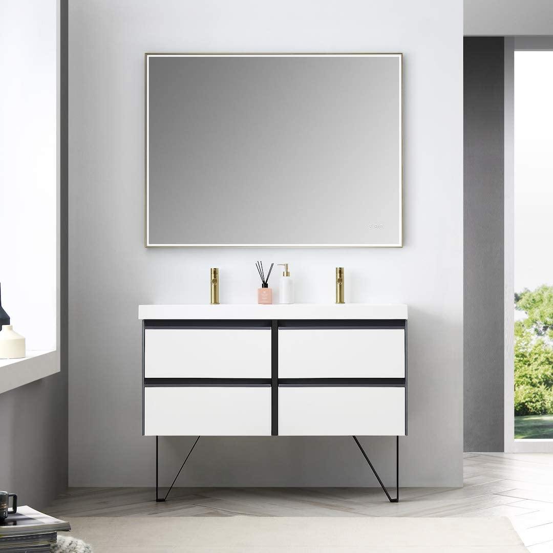 Blossom Berlin 48 Inch Vanity Base in White. Available with Acrylic Double Sinks. - The Bath Vanities