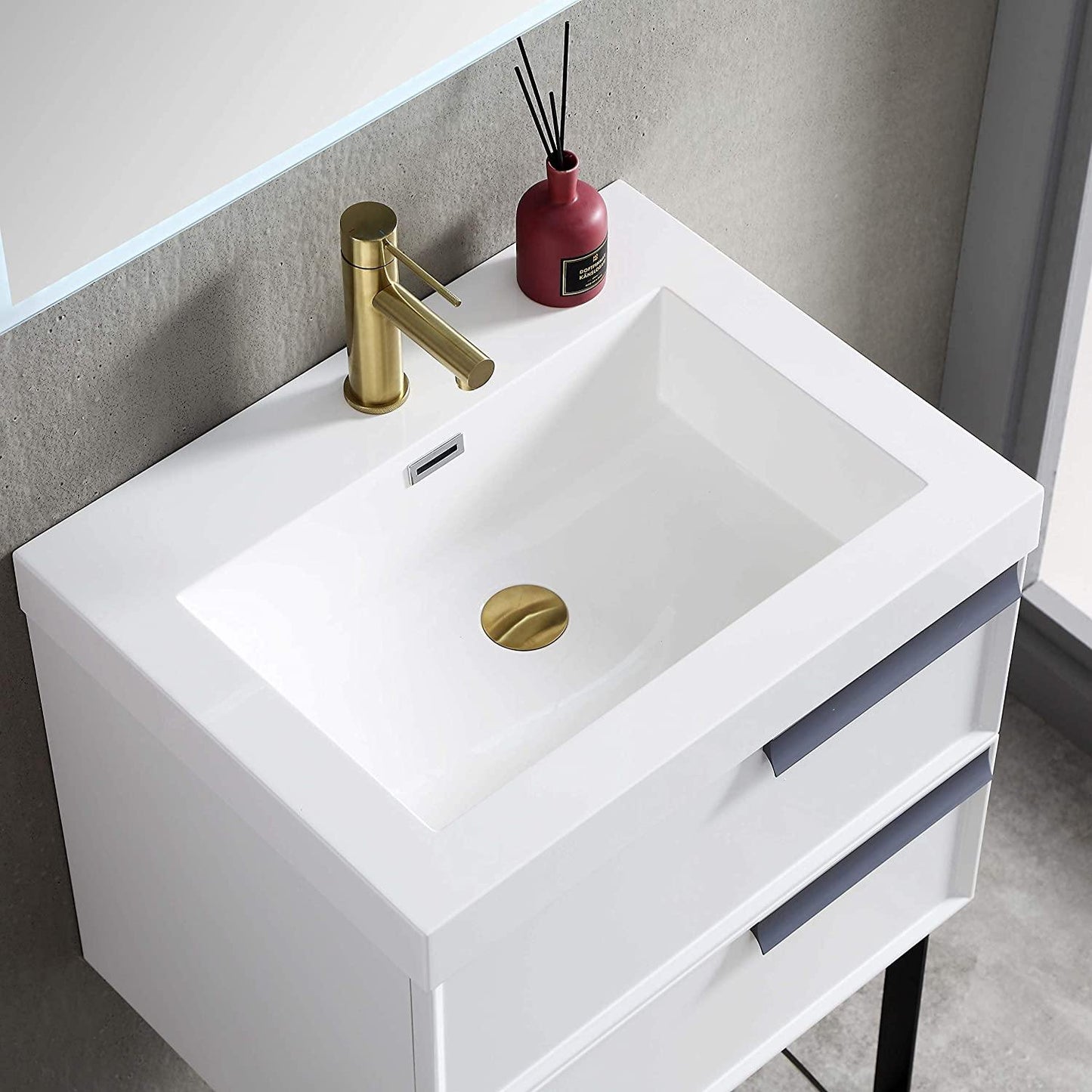 Blossom Sofia 24 Inch Vanity Base in White / Matte Gray. Available with Acrylic Sink - The Bath Vanities