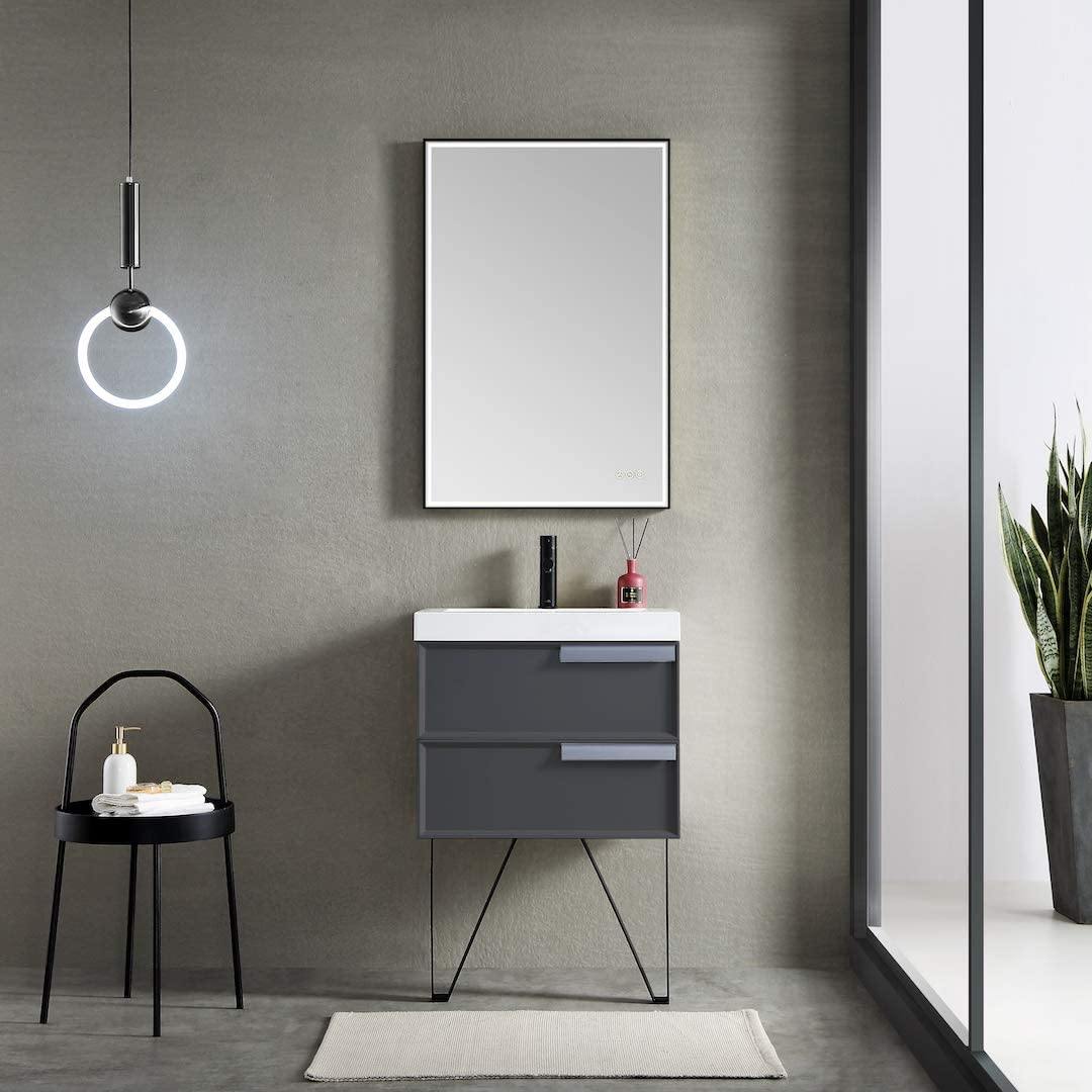 Blossom Sofia 24 Inch Vanity Base in White / Matte Gray. Available with Acrylic Sink - The Bath Vanities