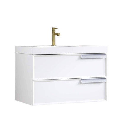 Blossom Sofia 30 Inch Vanity Base in White / Matte Gray. Available with Acrylic Sink - The Bath Vanities