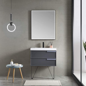 Blossom Sofia 30 Inch Vanity Base in White / Matte Gray. Available with Acrylic Sink - The Bath Vanities