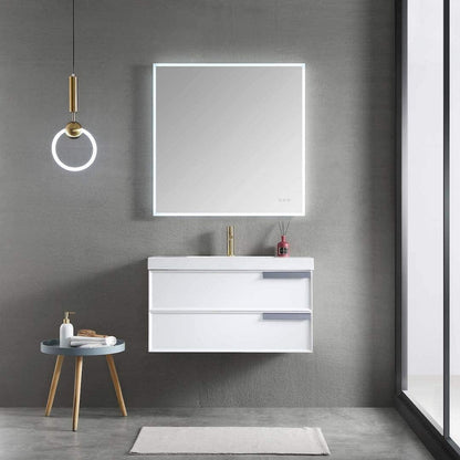 Blossom Sofia 36 Inch Vanity Base in White / Matte Gray. Available with Acrylic Sink - The Bath Vanities