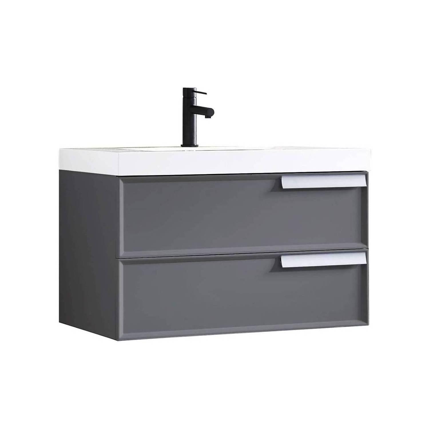Blossom Sofia 36 Inch Vanity Base in White / Matte Gray. Available with Acrylic Sink - The Bath Vanities