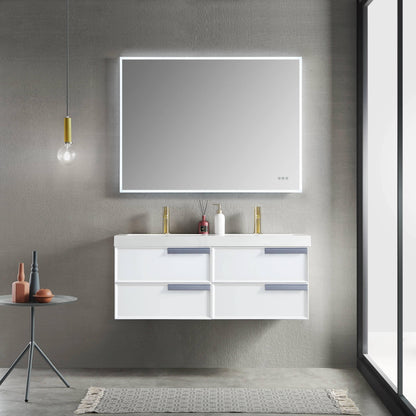 Blossom Sofia 48 Inch Vanity Base in White / Matte Gray. Available with Acrylic Double Sinks - The Bath Vanities