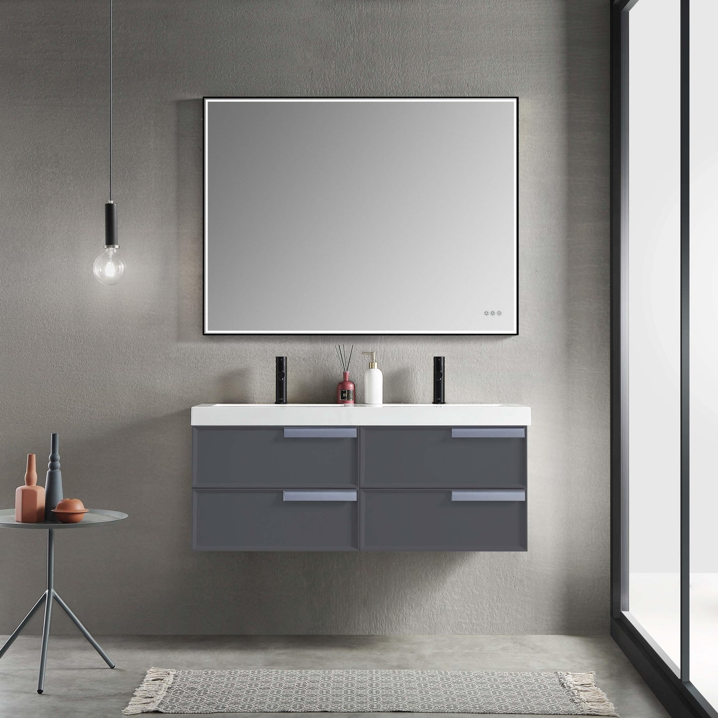 Blossom Sofia 48 Inch Vanity Base in White / Matte Gray. Available with Acrylic Double Sinks - The Bath Vanities