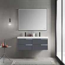 Load image into Gallery viewer, Blossom Sofia 48 Inch Vanity Base in White / Matte Gray. Available with Acrylic Double Sinks - The Bath Vanities