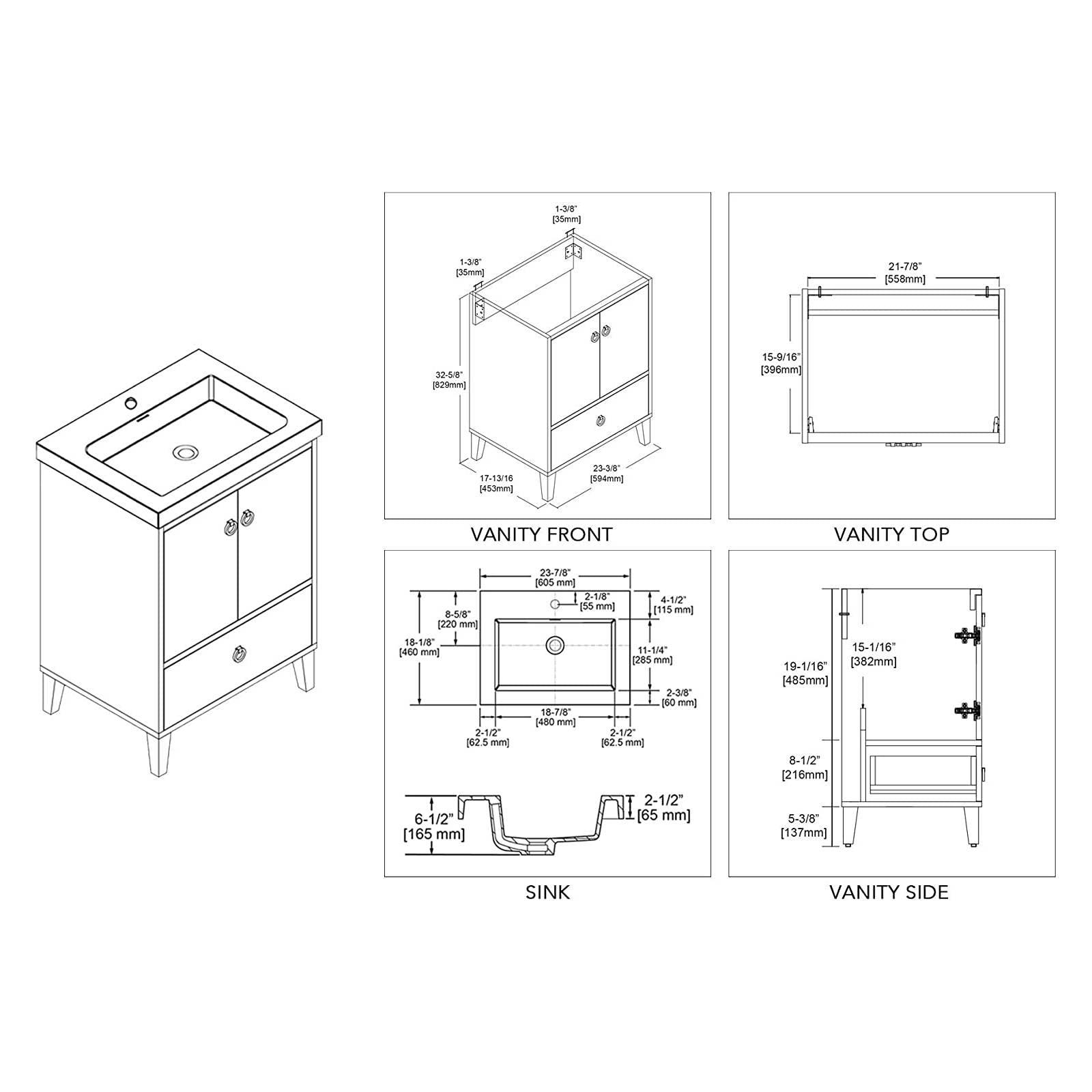 Blossom Lyon 24” Metal Gray Vanity