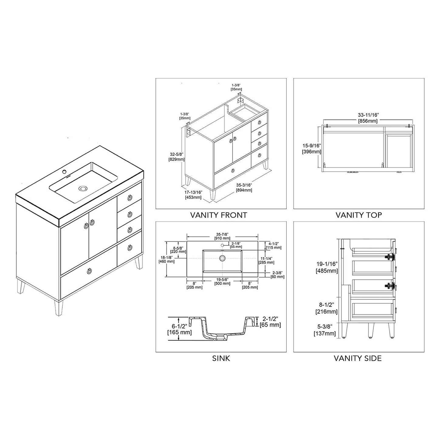 Blossom Lyon 36” White Vanity