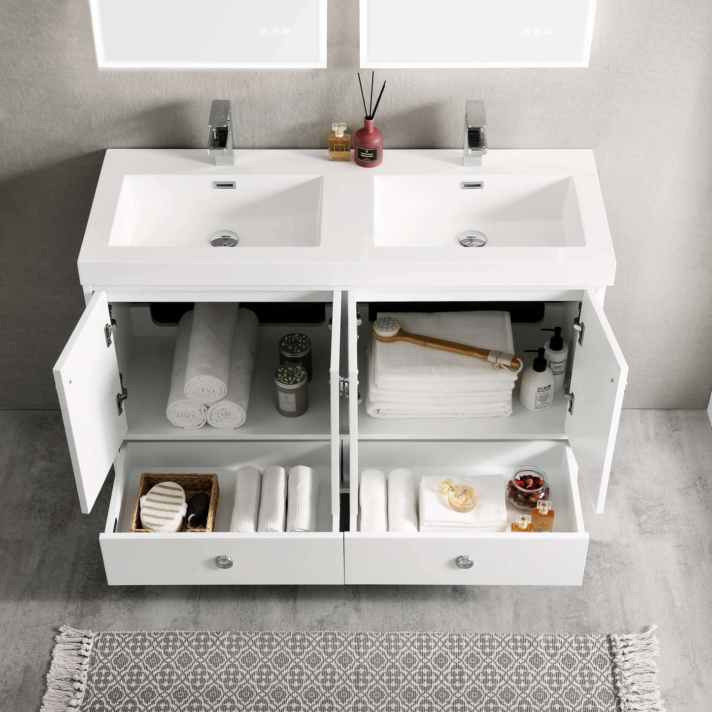 Blossom Lyon 48” White Vanity with Double Acrylic Sinks