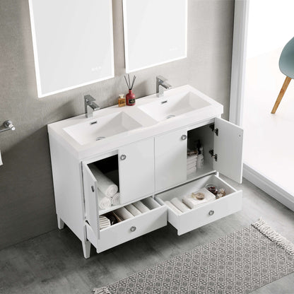 Blossom Lyon 48” White Vanity with Double Acrylic Sinks