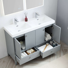 Load image into Gallery viewer, Blossom Lyon 48” Metal Gray Vanity and Double Acrylic Sinks
