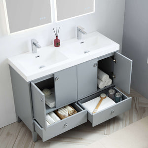 Blossom Lyon 48” Metal Gray Vanity and Double Acrylic Sinks