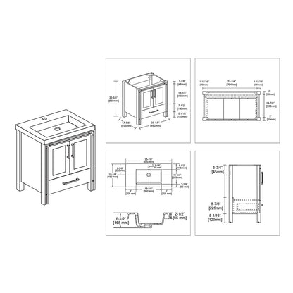 Blossom Birmingham 36” White Vanity