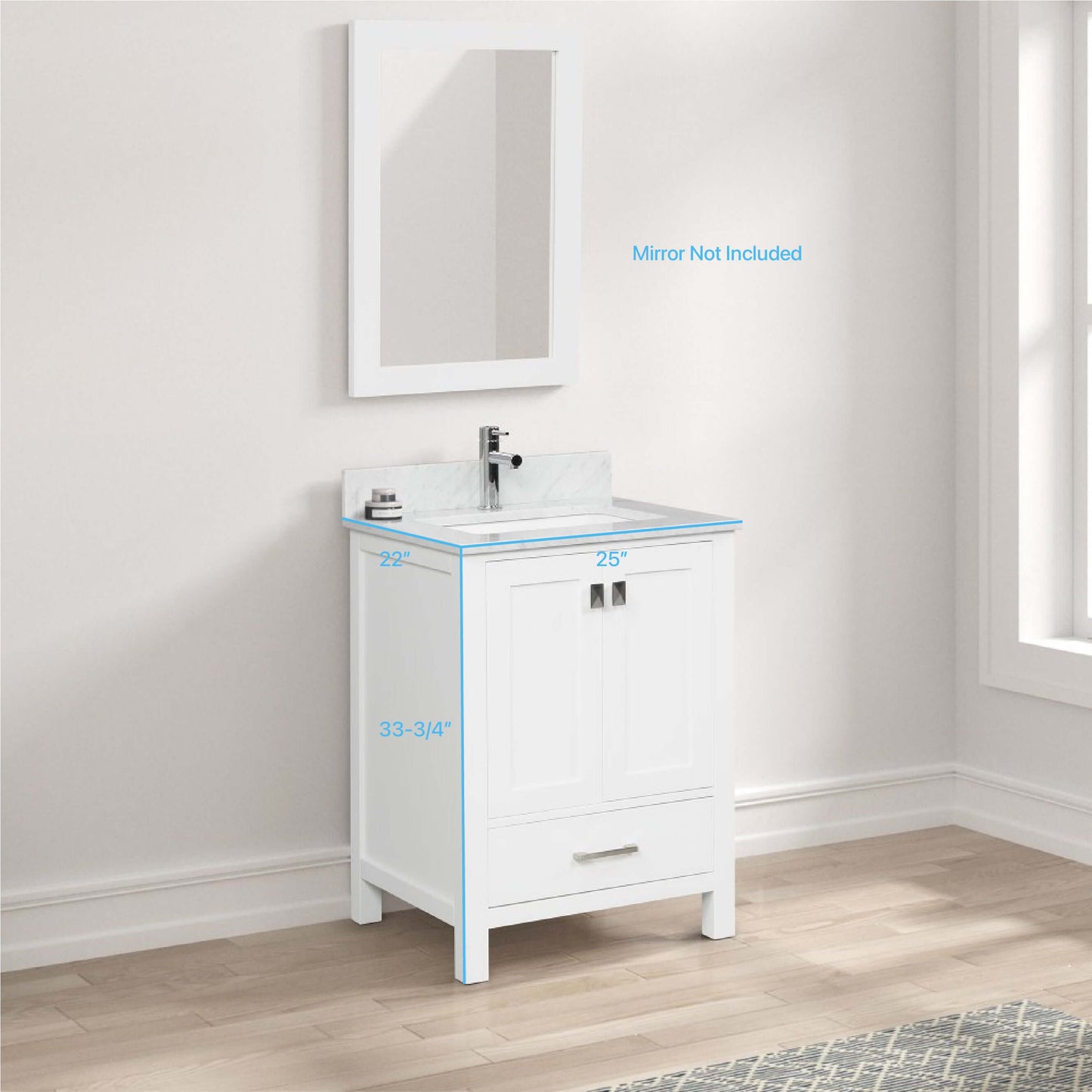 Blossom Geneva Single Sink Freestanding Bathroom Vanity With Countertop, 24", White