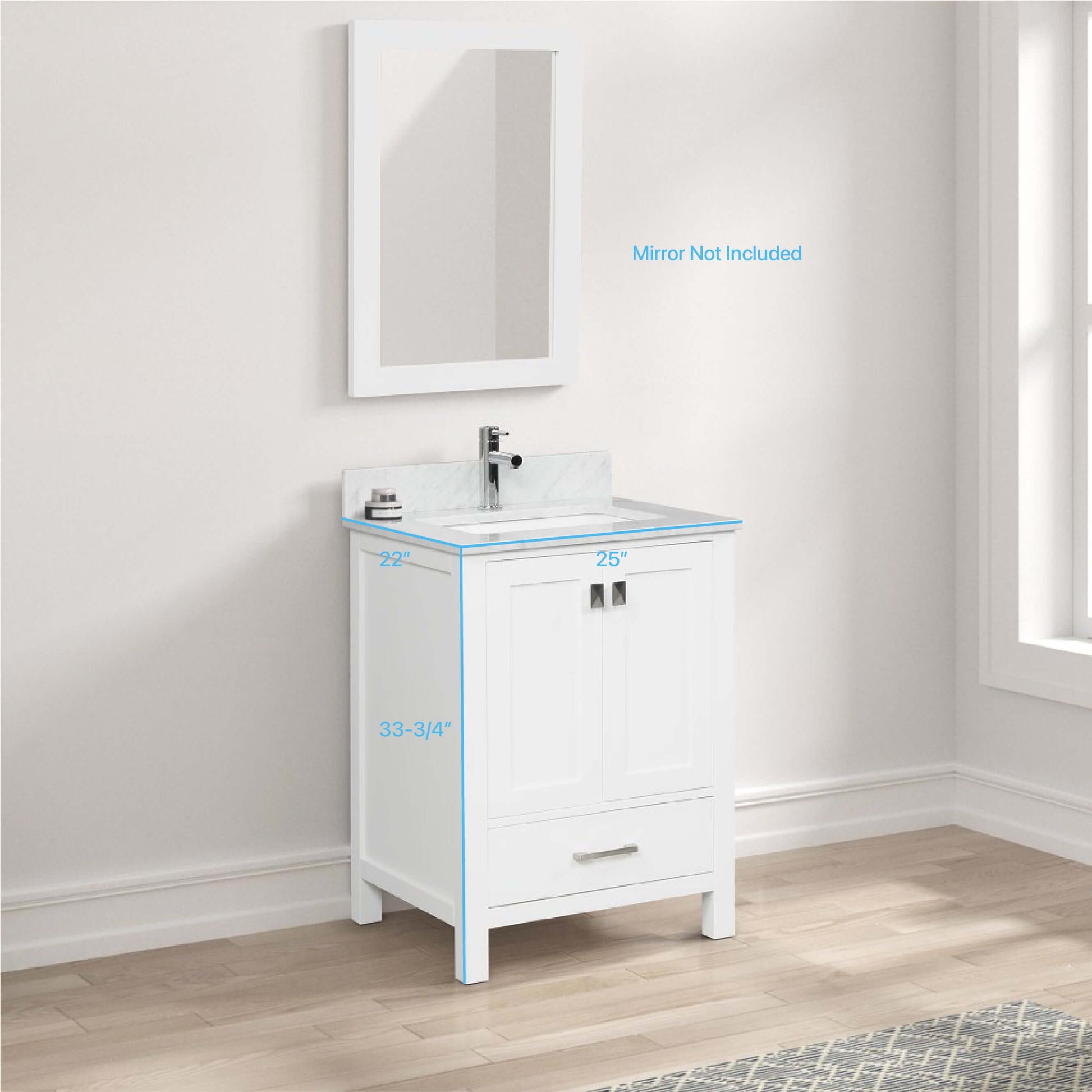 Blossom Geneva Single Sink Freestanding Bathroom Vanity With Countertop, 24", White