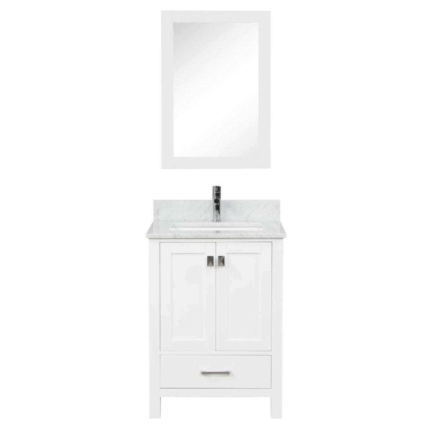 Blossom Geneva Freestanding Bathroom Vanity With Countertop, Undermount Sink & Mirror, White 24"