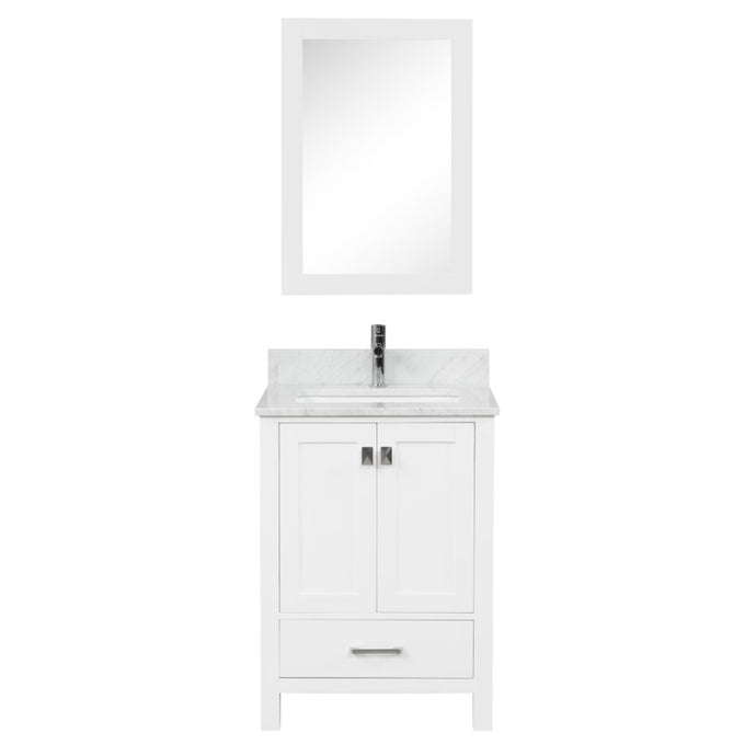 Blossom Geneva Freestanding Bathroom Vanity With Countertop, Undermount Sink & Mirror, White 24